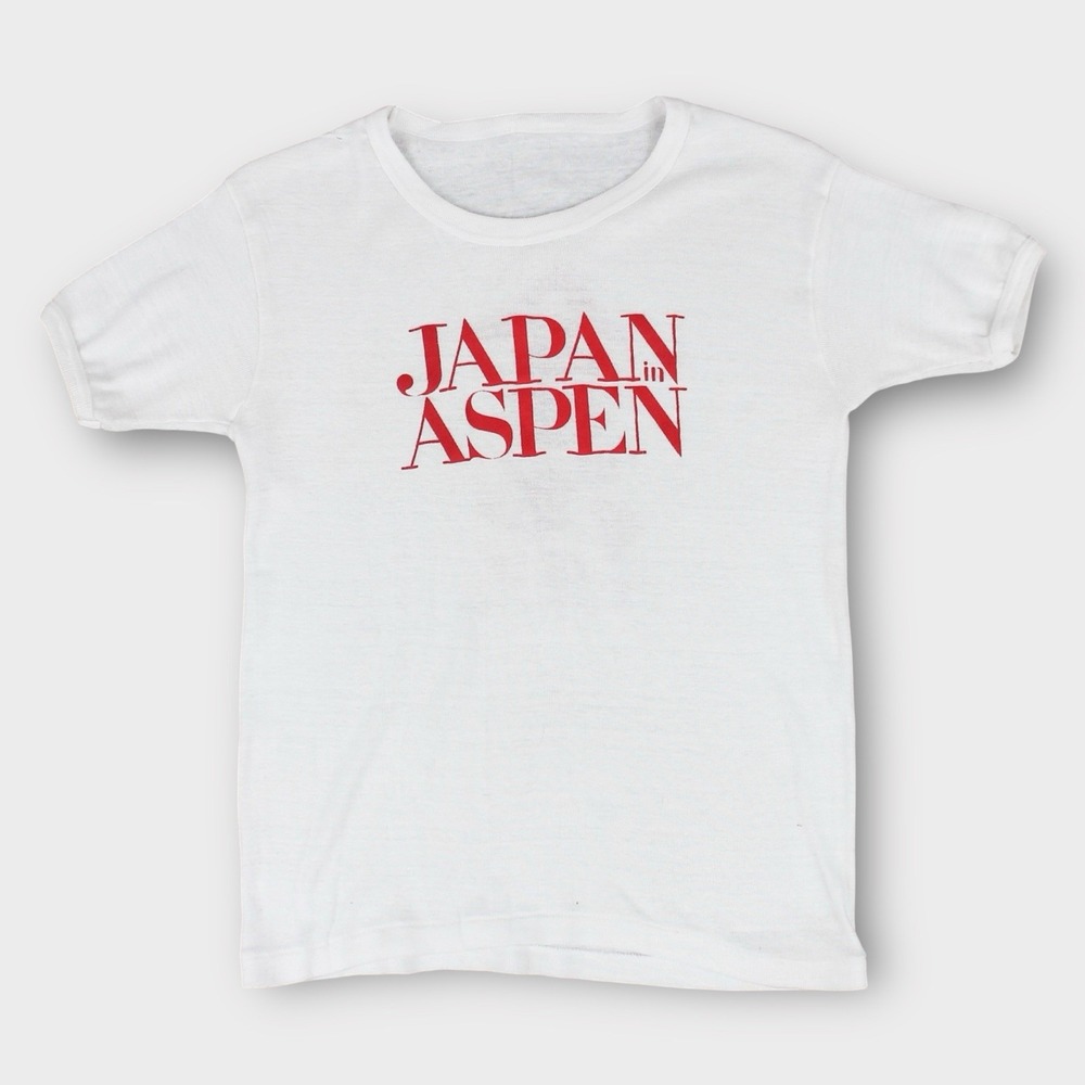 Vintage Japan in Aspen T-Shirt White Red Graphic Tee 80s Single Stitch USA XS